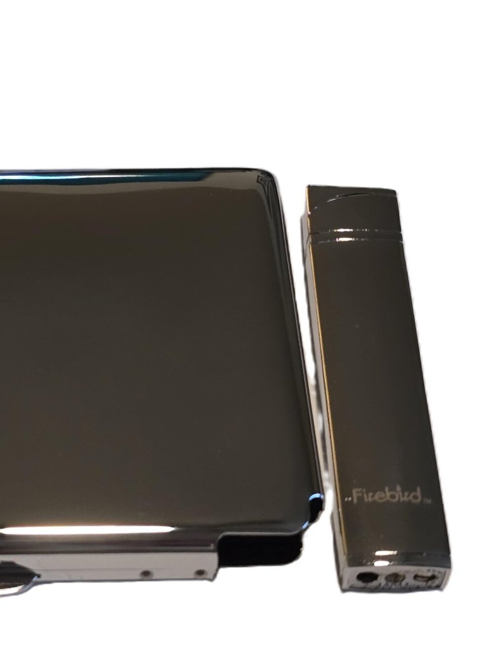 Vintage Colibri  Silver Cigarette case w/Removable Firebird Lighter NOS